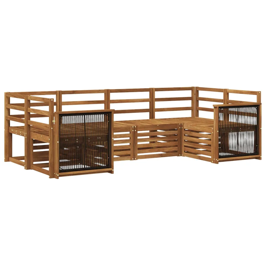 Ensemble de canapé d'angle 5 pcs Naturel Bois d'Acacia Massif - 2