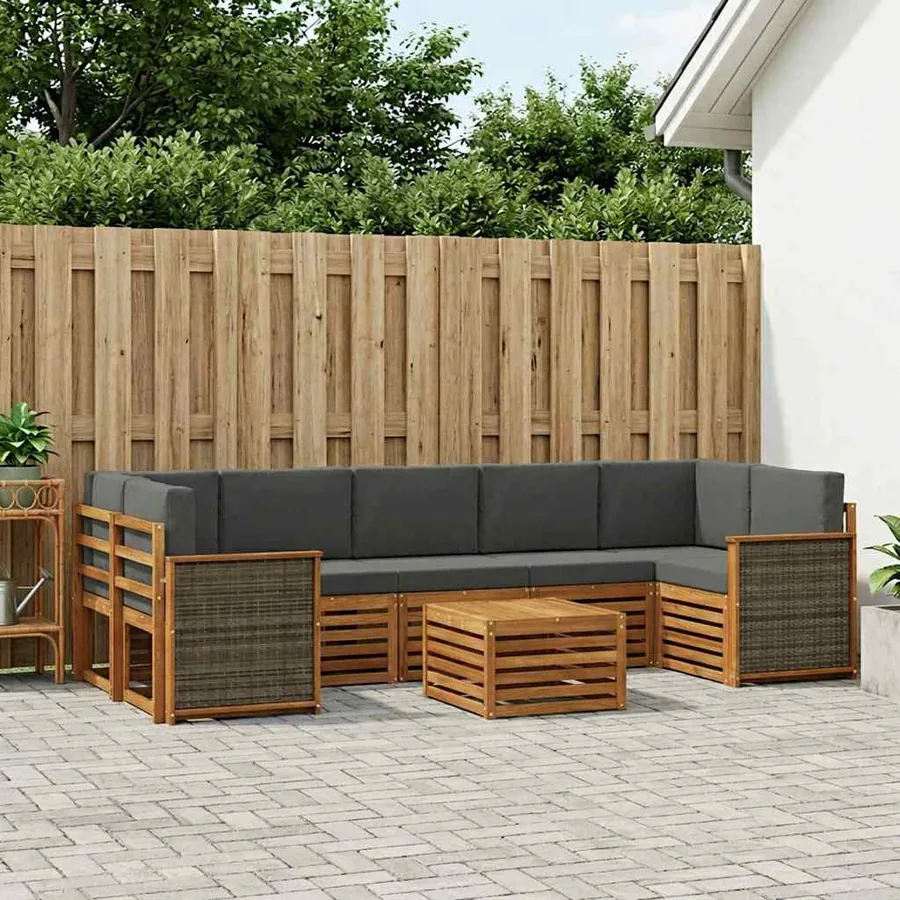 Ensemble de canapés d'extérieur 8 pcs Naturel et Anthracite