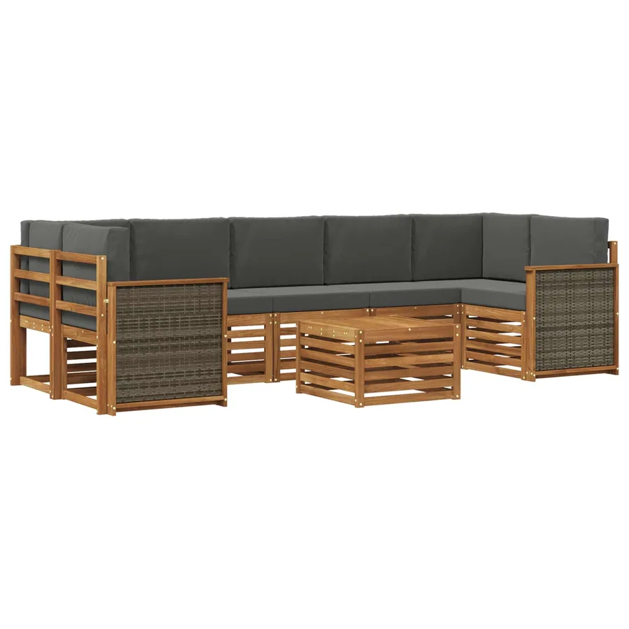 Ensemble de canapés d'extérieur 8 pcs Naturel et Anthracite - 2