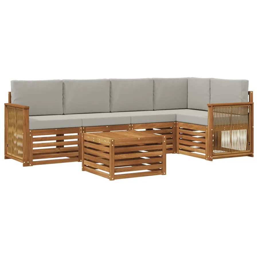 Ensemble de canapé d'angle 5 pcs Naturel et gris clair - 2