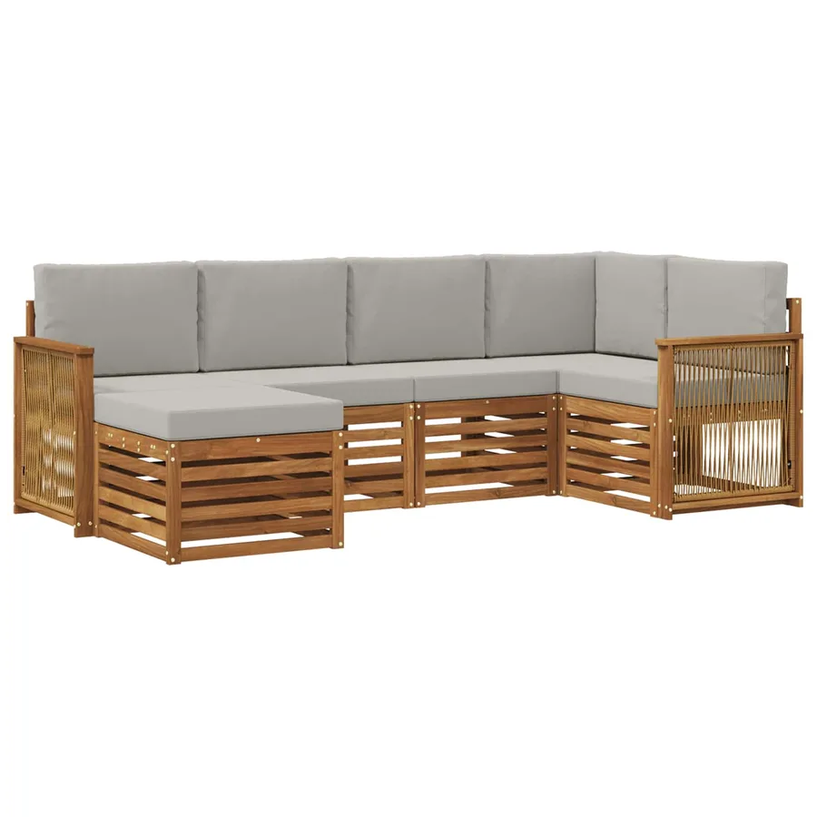 Ensemble de canapé d'angle 5 pcs Naturel et gris clair - 2