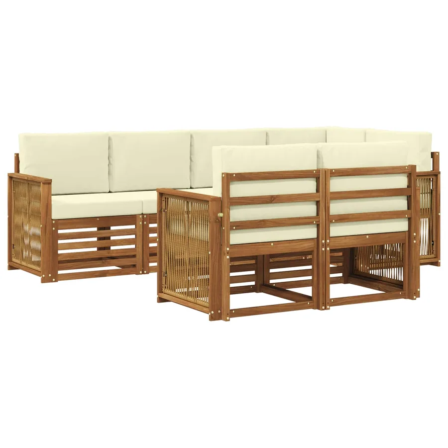 Ensemble de canapé d'angle avec coussin 6 pcs Naturel et Crème - 2