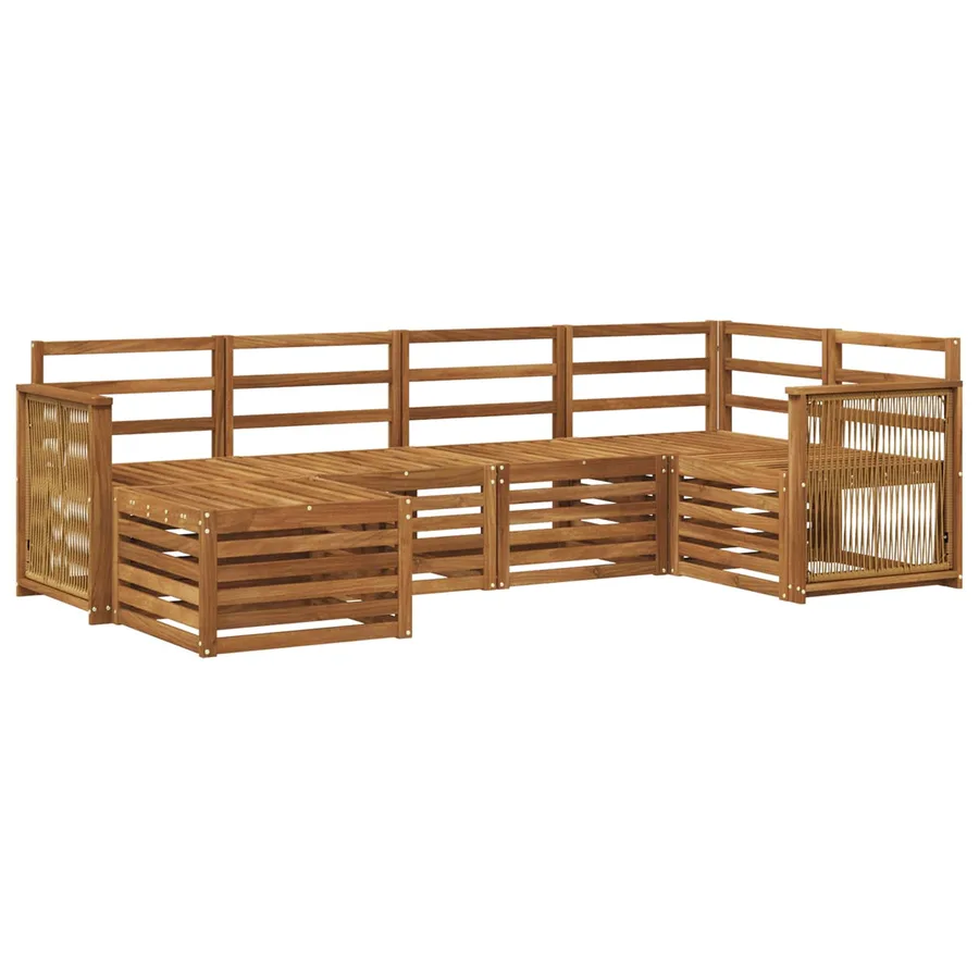 Ensemble de canapé d'angle 5 pcs Naturel Bois d'Acacia Massif - 2