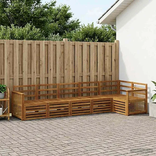 Ensemble de canapé d'angle 5 pcs Naturel Bois d'Acacia Massif