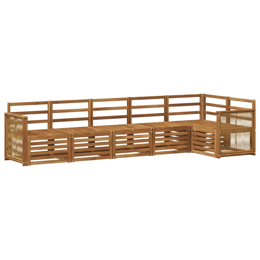 Ensemble de canapé d'angle 5 pcs Naturel Bois d'Acacia Massif - 2