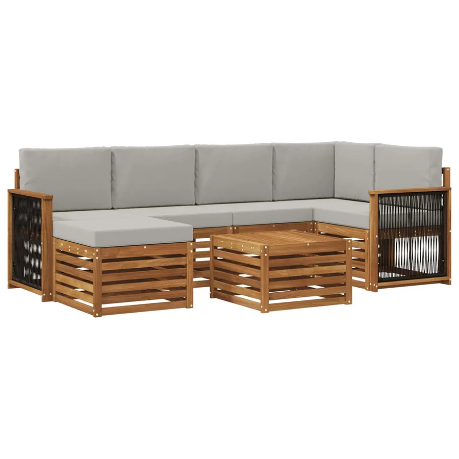 Ensemble de canapé d'angle 6 pcs Naturel et gris clair - 2