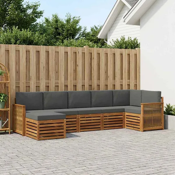 Ensemble de canapé d'angle 6 pcs Naturel et Anthracite