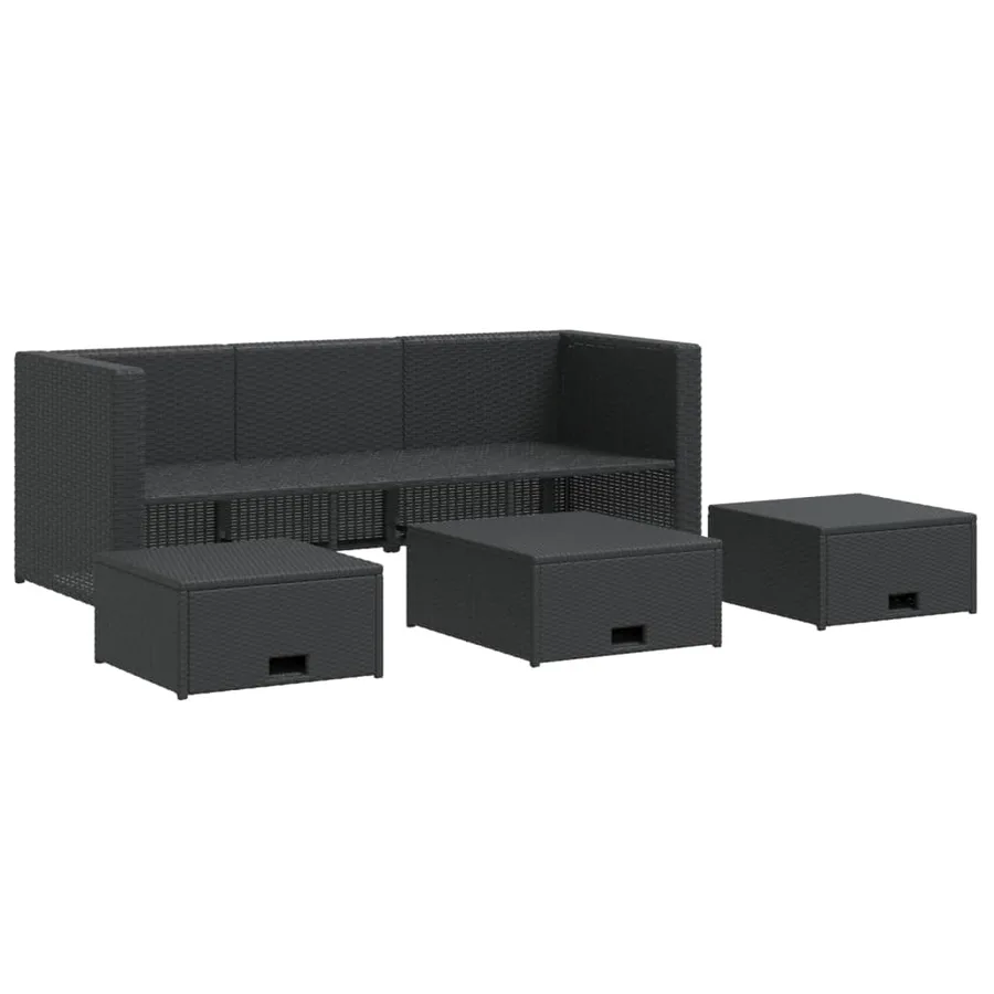 Salon de jardin 4 pcs avec coussins Résine tressée Noir - 4