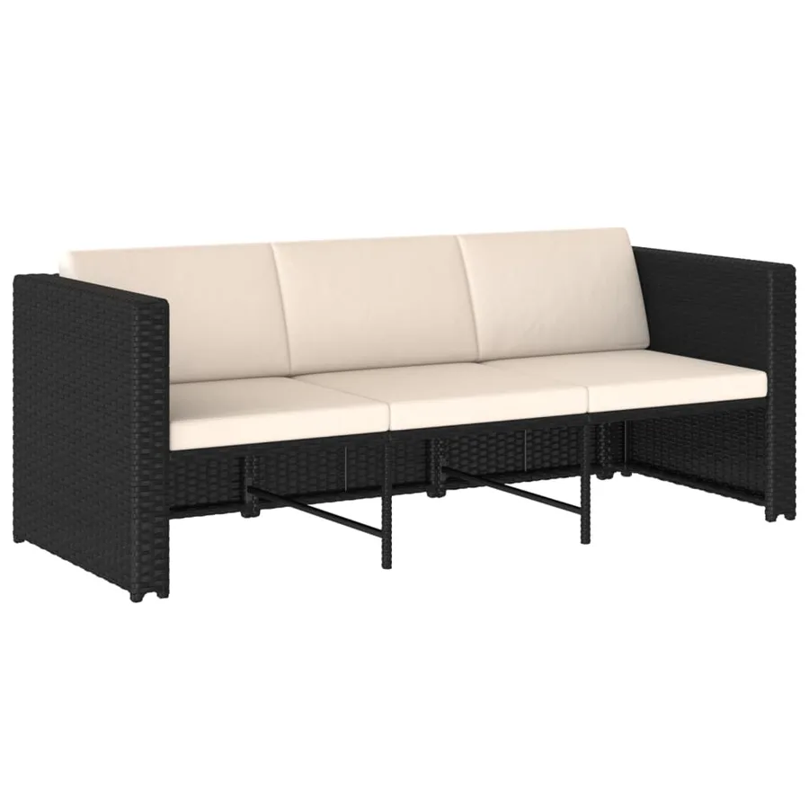 Salon de jardin 4 pcs avec coussins Résine tressée Noir - 5