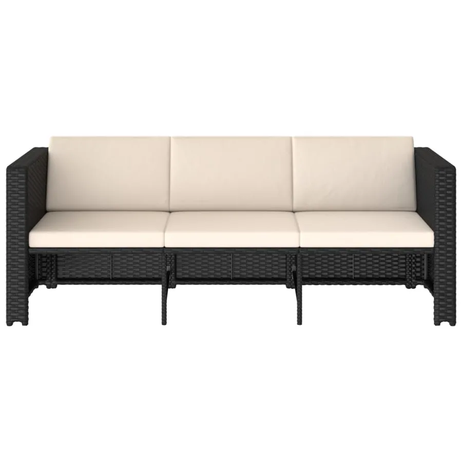 Salon de jardin 4 pcs avec coussins Résine tressée Noir - 6