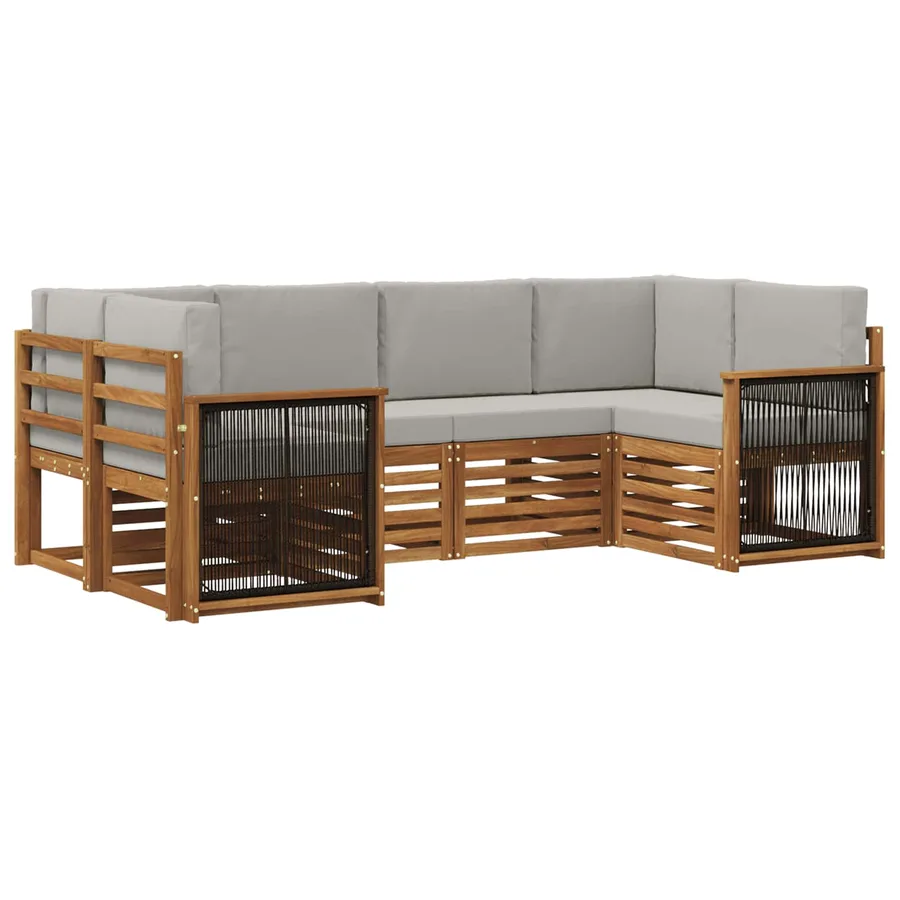 Ensemble de canapé d'angle 5 pcs Naturel et gris clair - 2