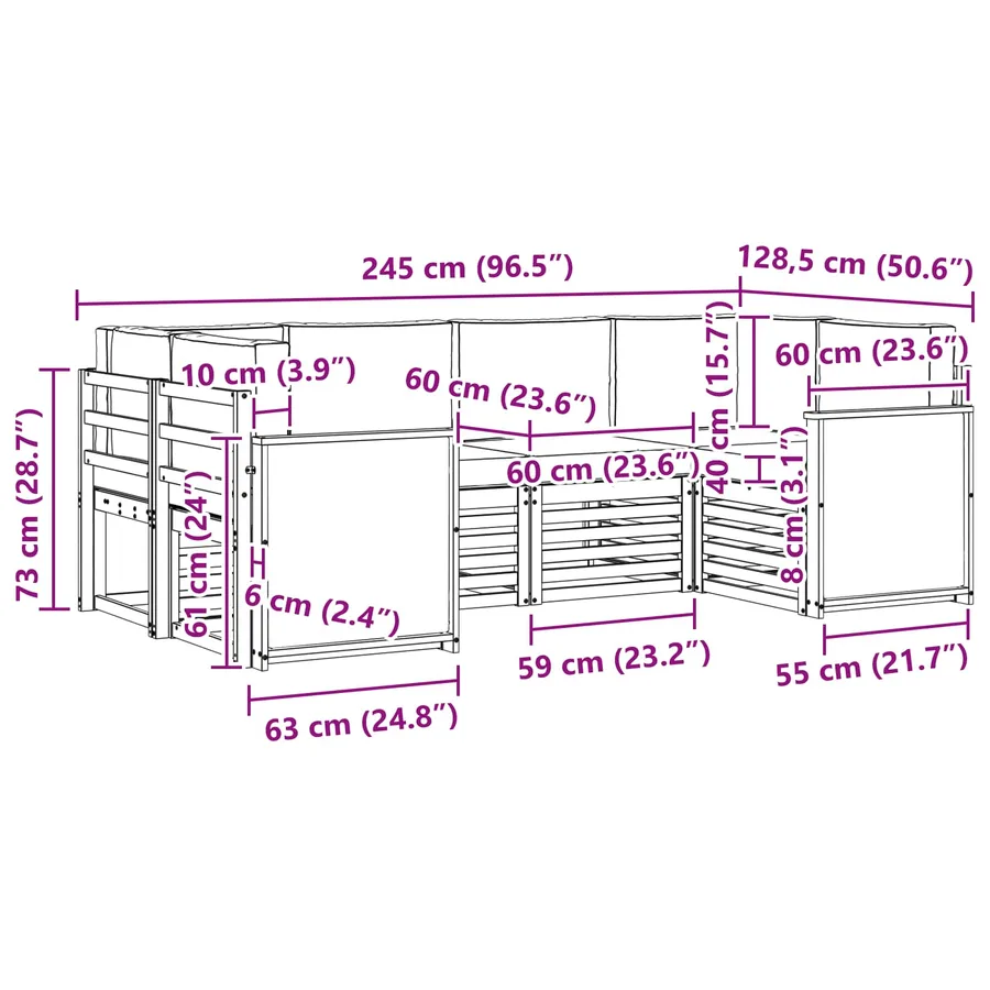 Ensemble de canapé d'angle 5 pcs Naturel et gris clair - 7