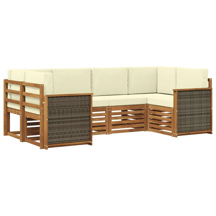 Ensemble de canapé d'angle avec coussin 5 pcs Naturel et Crème - 2