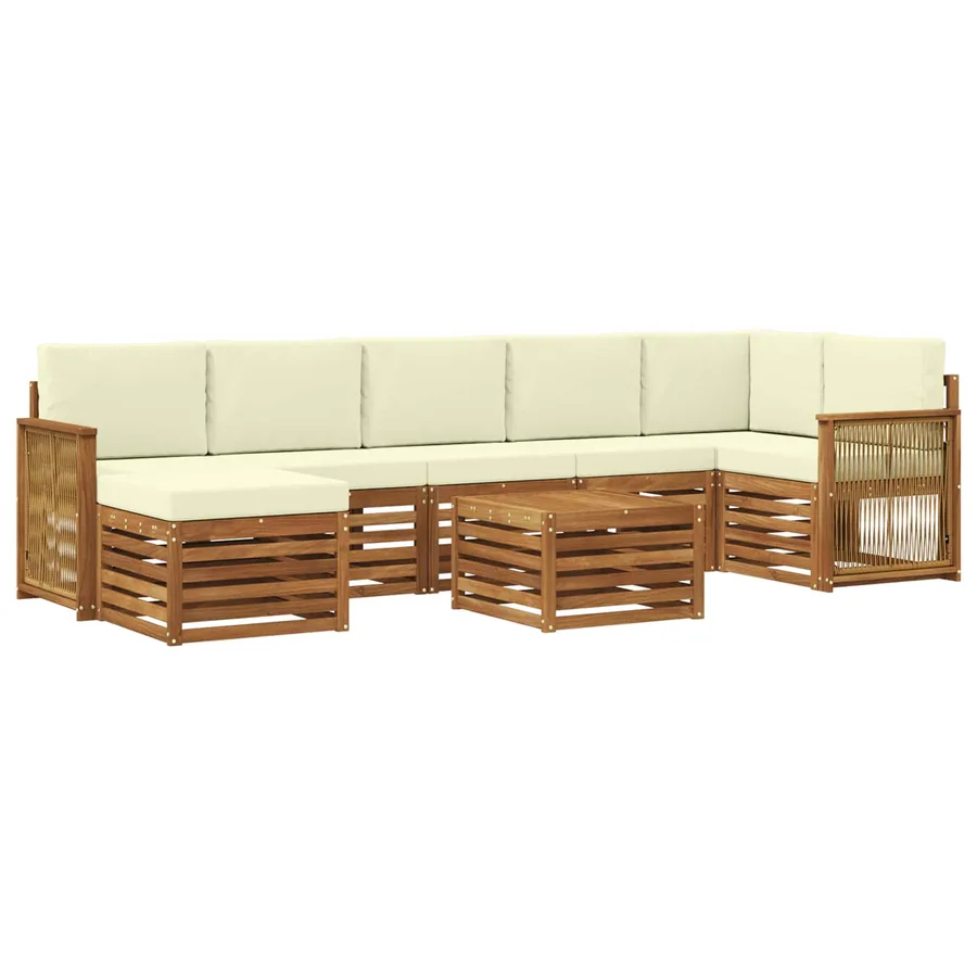 Ensemble de canapés d'extérieur 7 pcs Naturel et Crème - 2