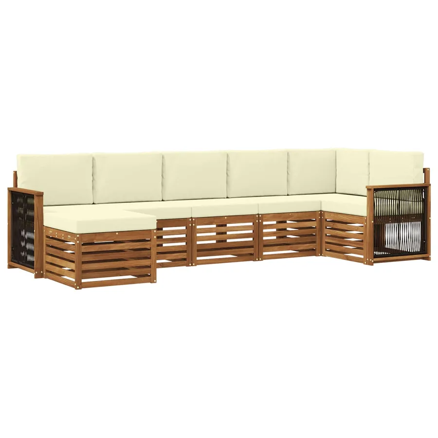 Ensemble de canapé d'angle avec coussin 6 pcs Naturel et Crème - 2