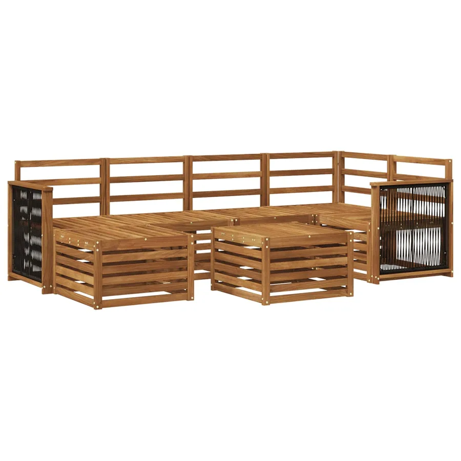 Ensemble de canapé d'angle 6 pcs Naturel Bois d'Acacia Massif - 2