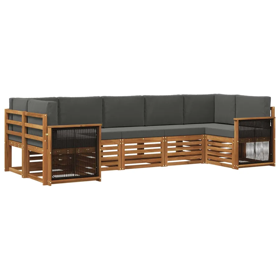 Ensemble de canapé d'angle 6 pcs Naturel et Anthracite - 2