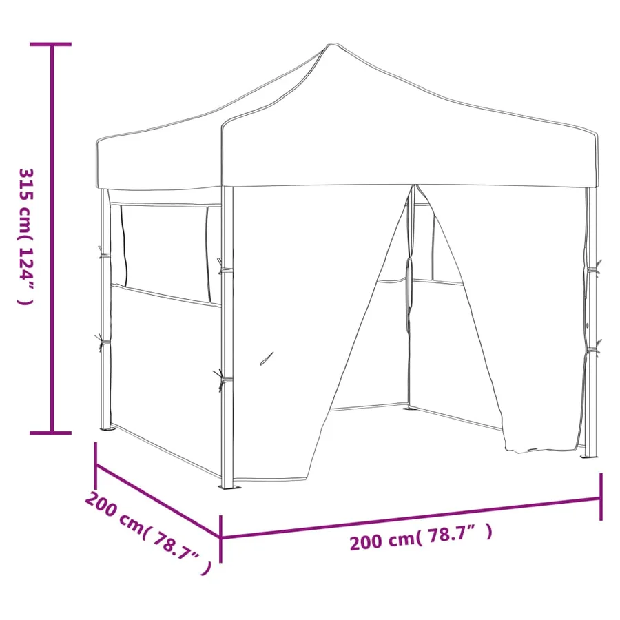 Tente de réception pliable avec 4 parois 2x2 m Acier Anthracite - 11