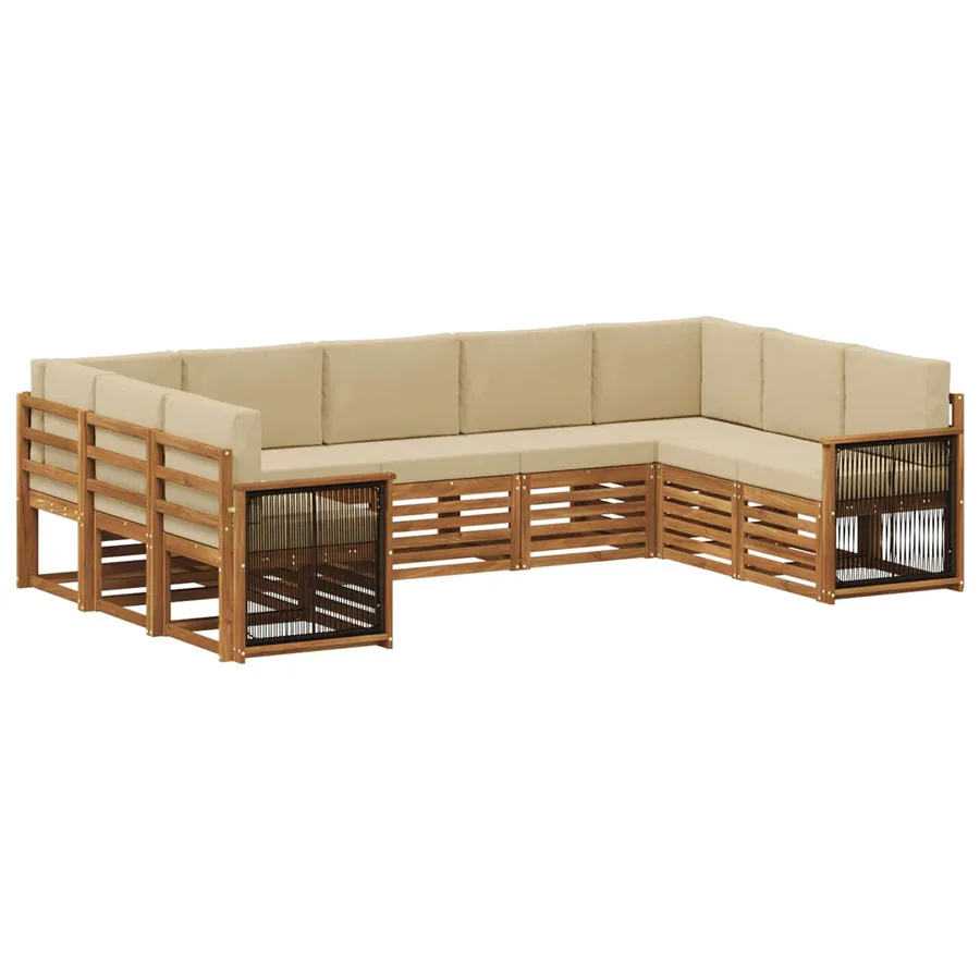Ensemble de canapé d'angle avec coussin 7 pcs Naturel - 2