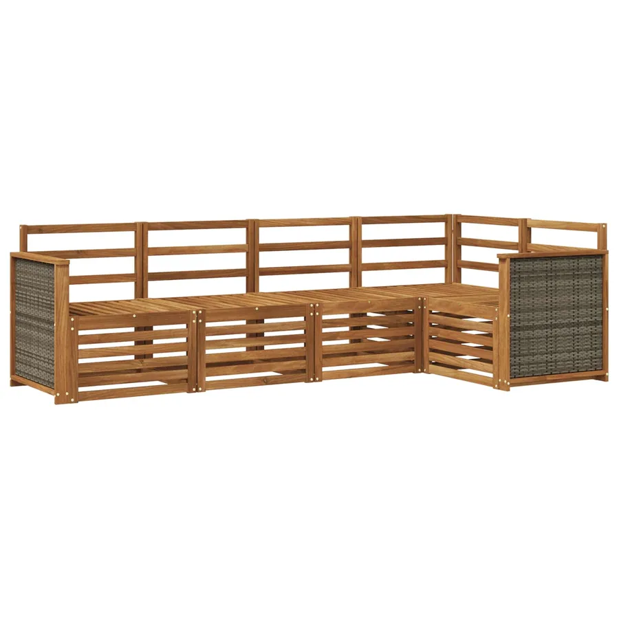 Ensemble de canapé d'angle 4 pcs Naturel Bois d'Acacia Massif - 2
