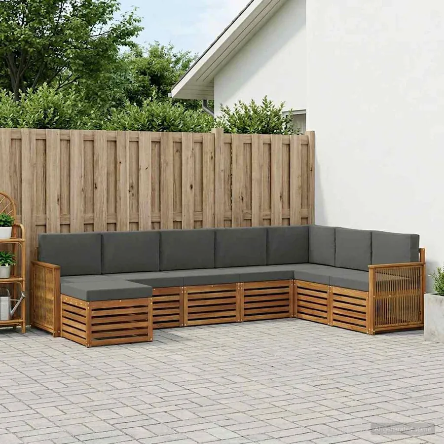 Ensemble de canapés d'extérieur 6 pcs Naturel et Anthracite