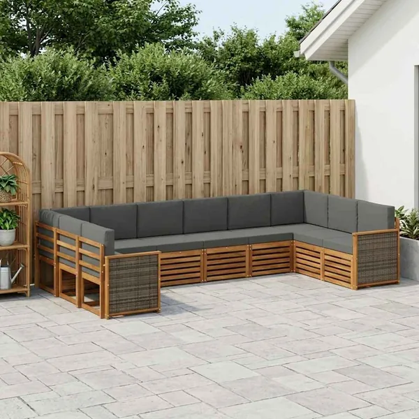 Ensemble de canapé d'angle 7 pcs Naturel et Anthracite
