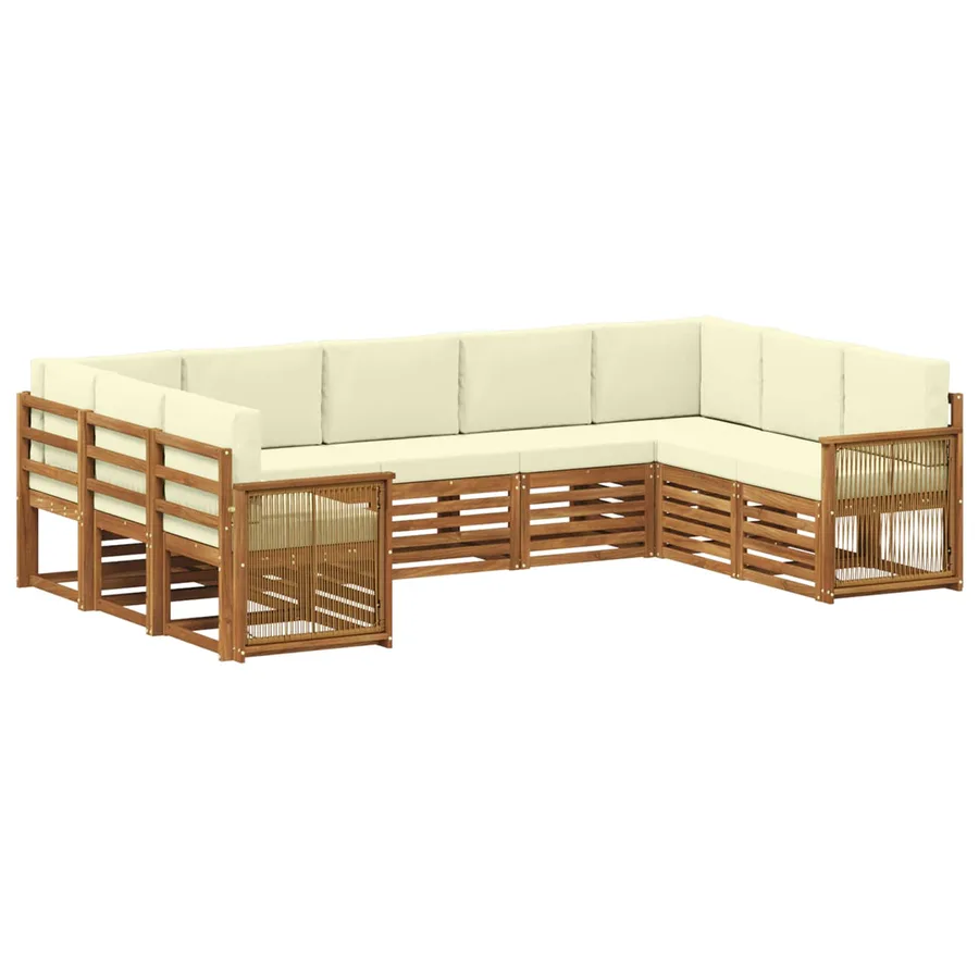Ensemble de canapé d'angle avec coussin 7 pcs Naturel et Crème - 2