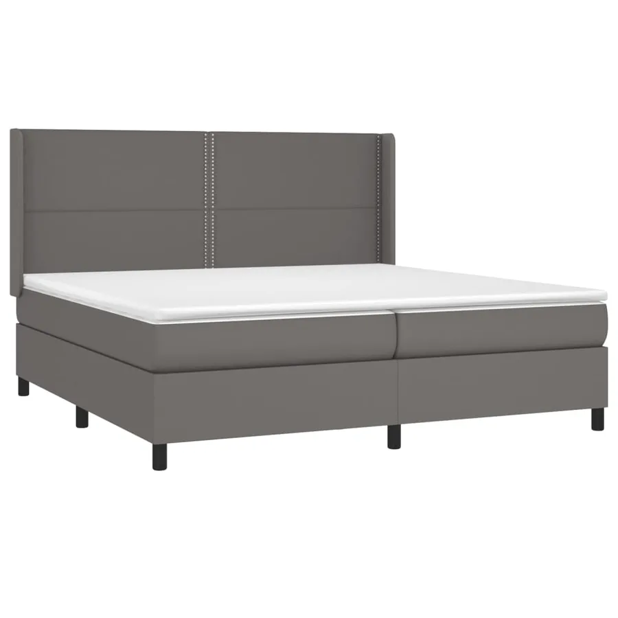 Sommier à lattes de lit matelas LED Gris 200x200 cm Similicuir - 4