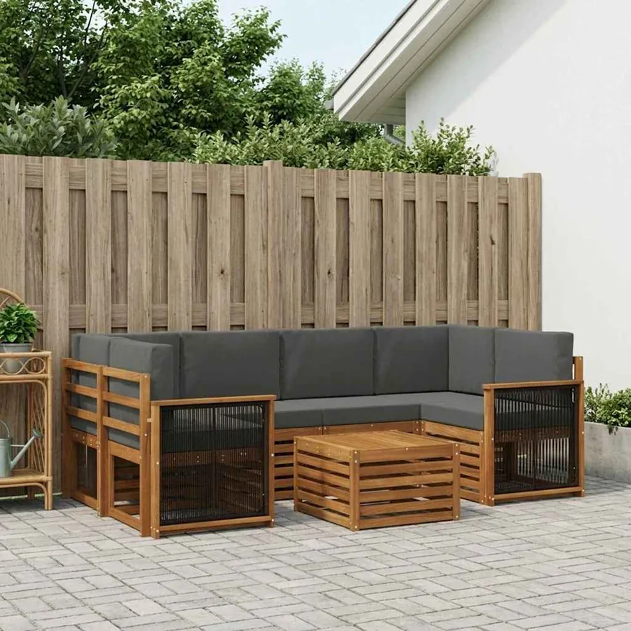 Ensemble de canapés d'extérieur 7 pcs Naturel et Anthracite