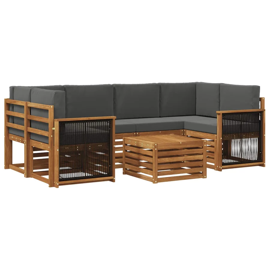 Ensemble de canapés d'extérieur 7 pcs Naturel et Anthracite - 2