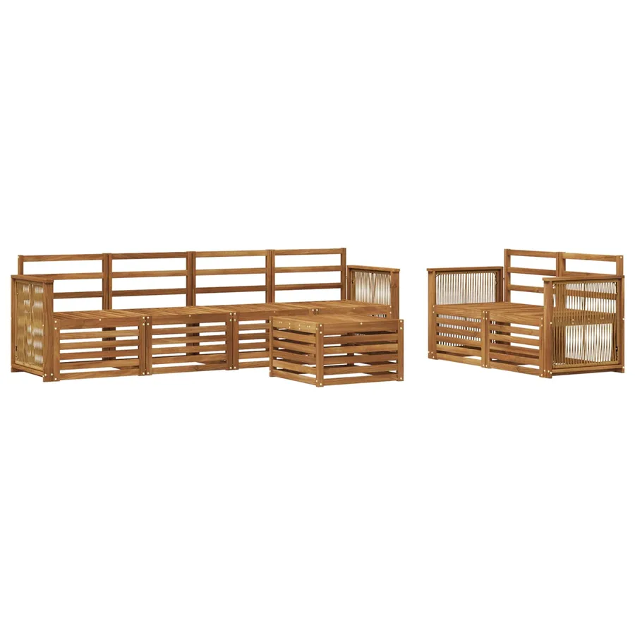 Ensemble de canapés d'extérieur 7 pcs Naturel - 2