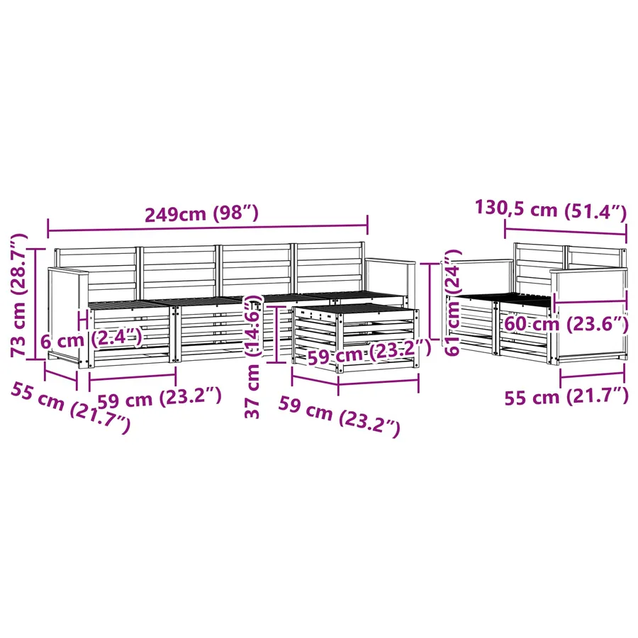 Ensemble de canapés d'extérieur 7 pcs Naturel - 8