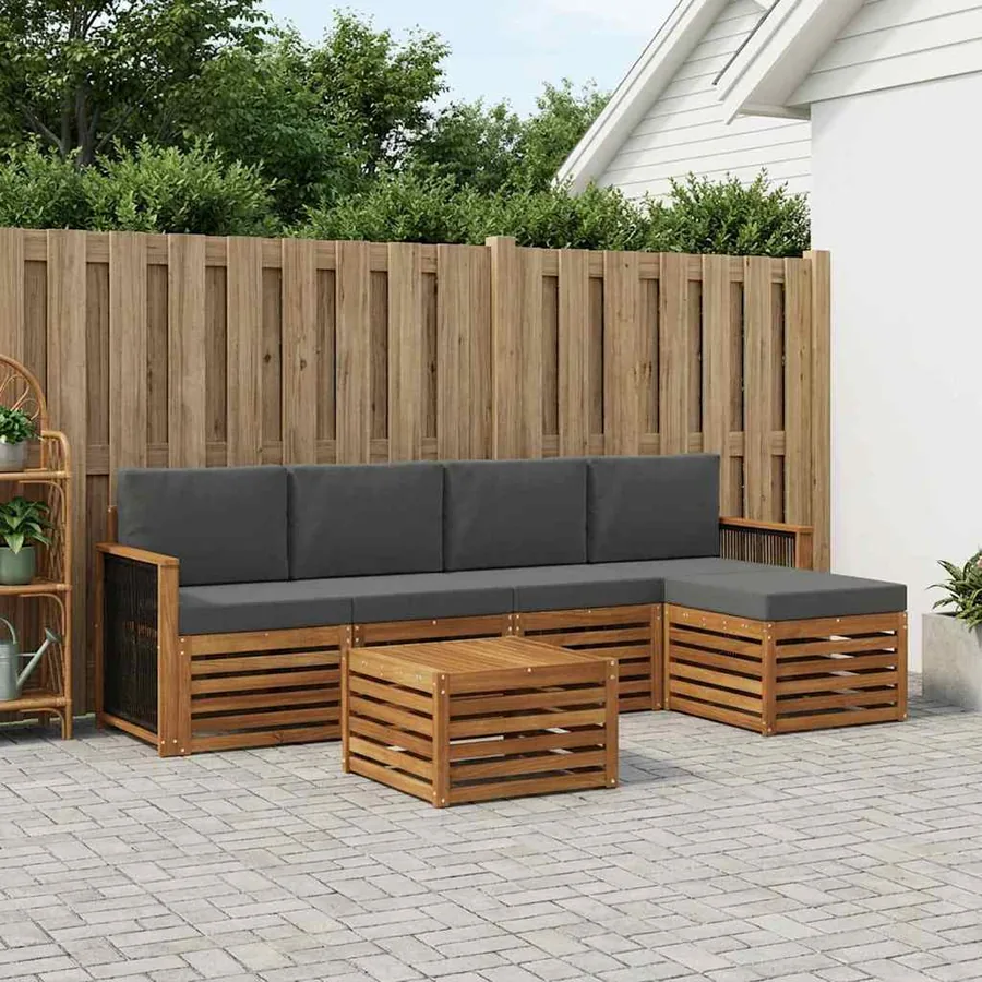 Ensemble de canapés d'extérieur 6 pcs Naturel et Anthracite