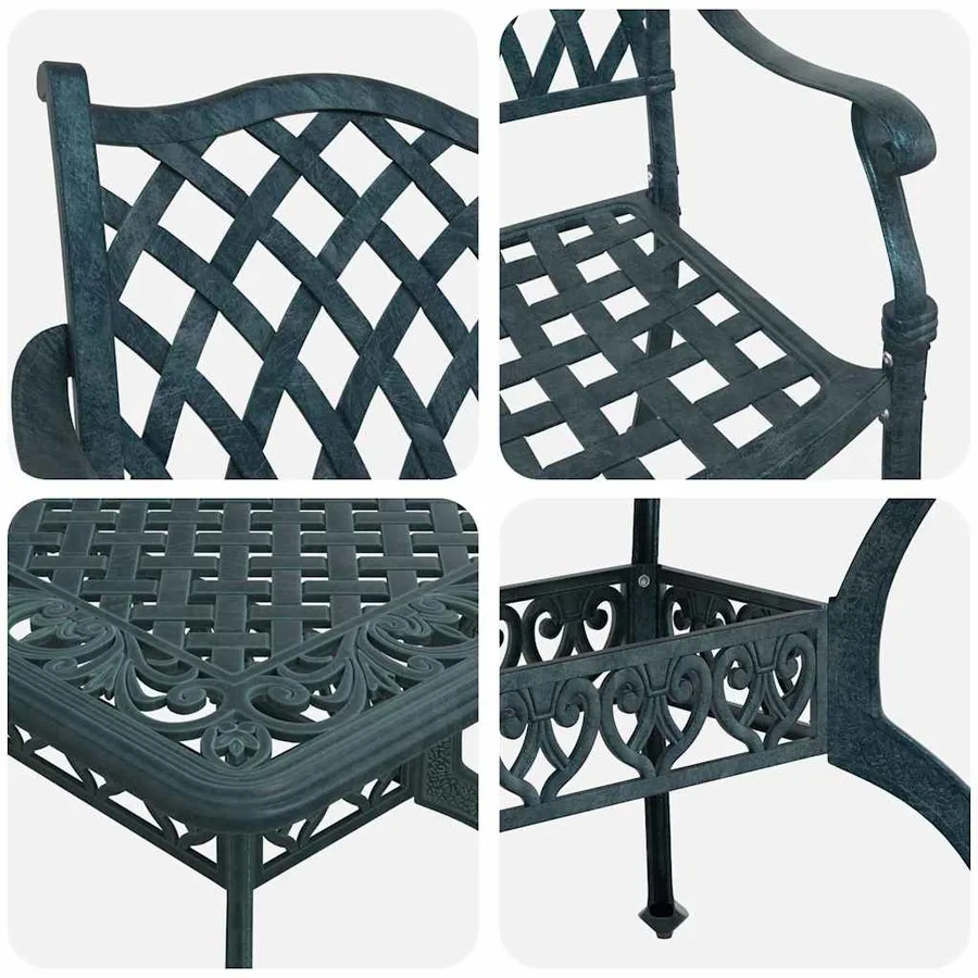 Ensemble de salle à manger pour jardin 7 pcs Vert Aluminium - 11