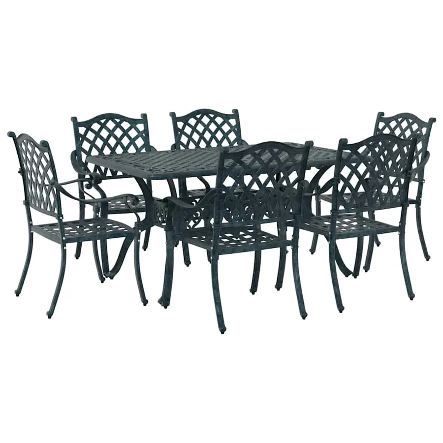 Ensemble de salle à manger pour jardin 7 pcs Vert Aluminium - 2