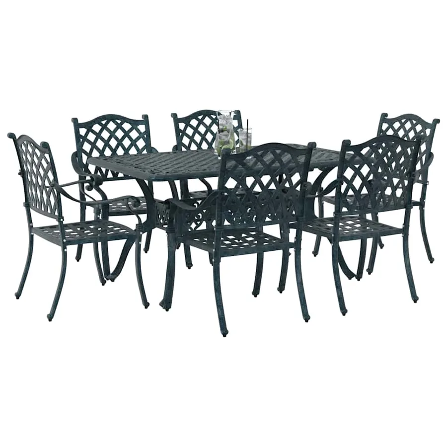 Ensemble de salle à manger pour jardin 7 pcs Vert Aluminium - 3