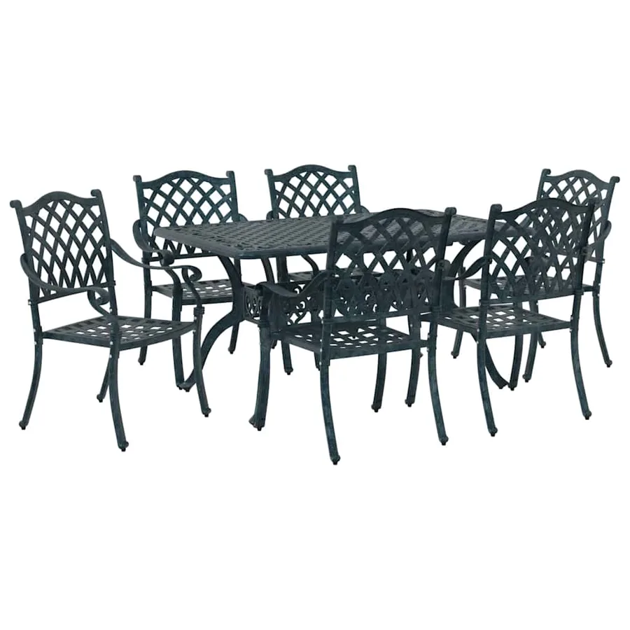 Ensemble de salle à manger pour jardin 7 pcs Vert Aluminium - 5