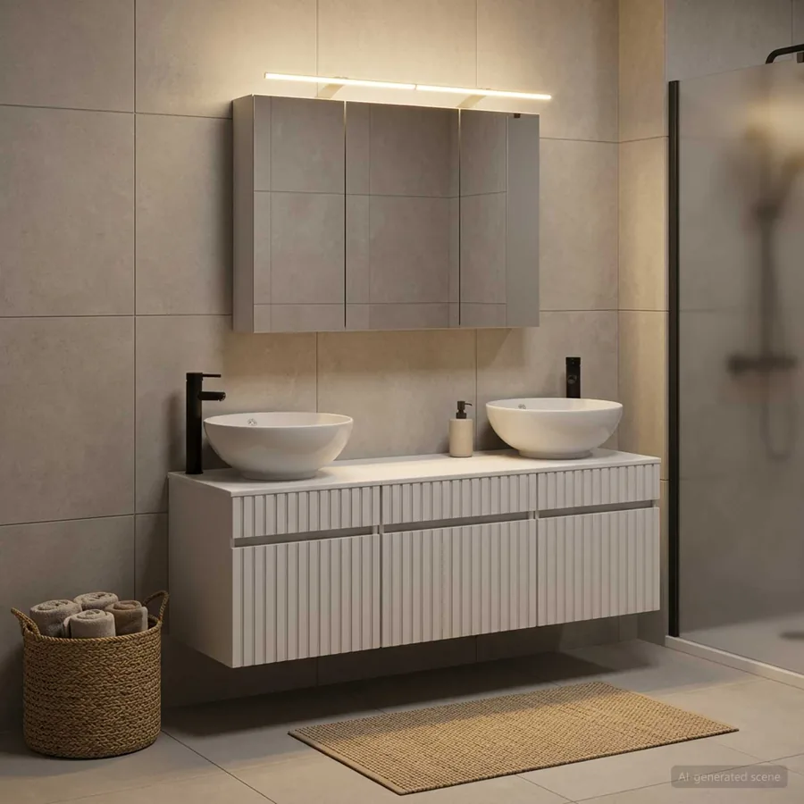 Ensemble d'armoire de salle de bain 4 pcs Blanc