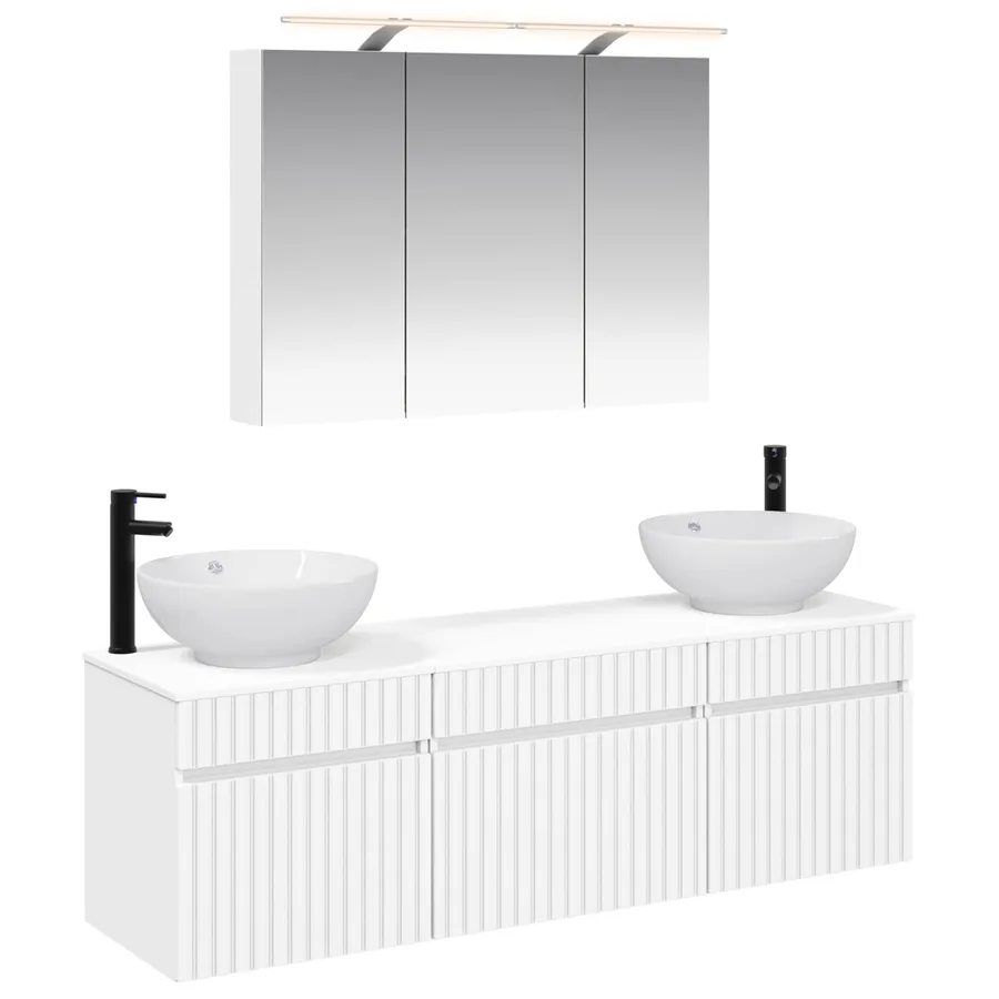 Ensemble d'armoire de salle de bain 4 pcs Blanc - 2