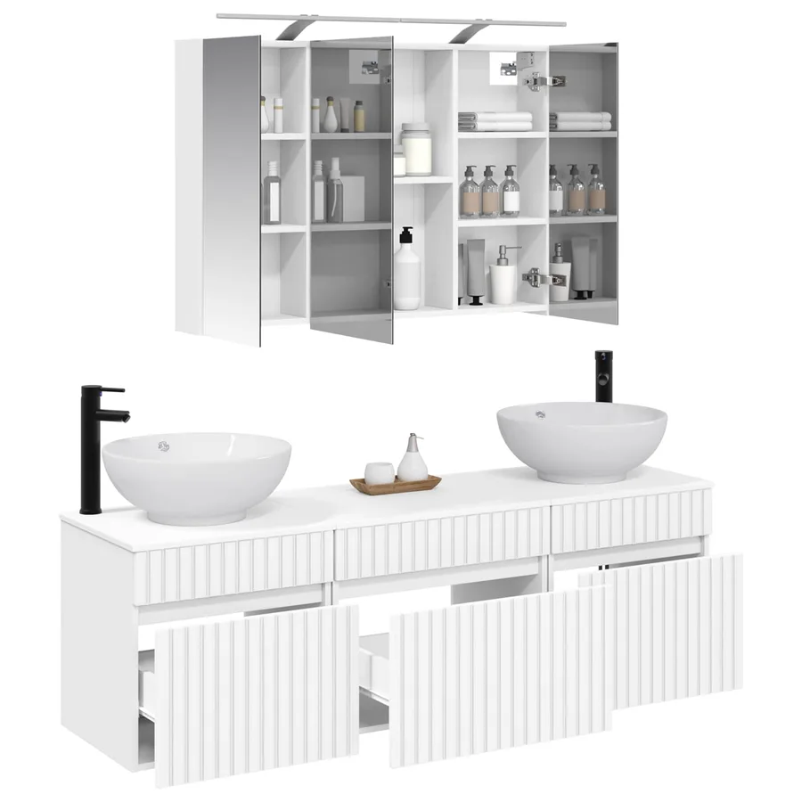 Ensemble d'armoire de salle de bain 4 pcs Blanc - 3