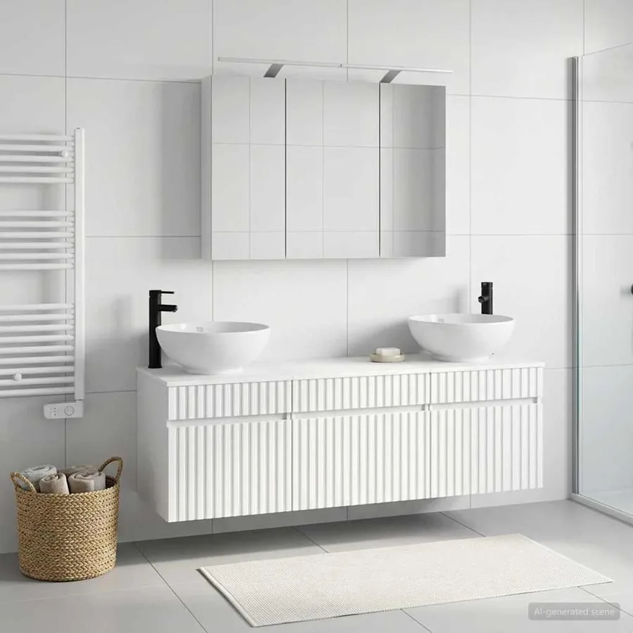 Ensemble d'armoire de salle de bain 4 pcs Blanc - 4
