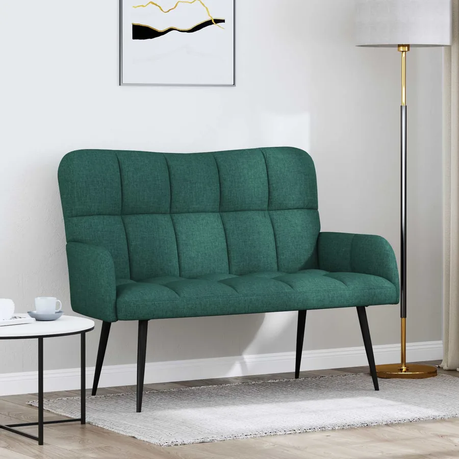 Sofa 2 places Vert foncé 115 x 61 x 87 cm Tissu