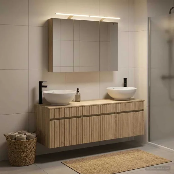 Ensemble d'armoire de salle de bain 4 pcs Chêne Sonoma