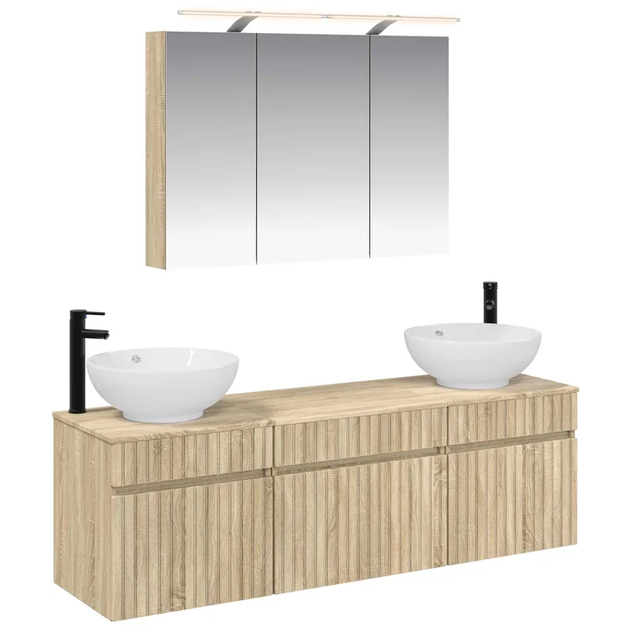 Ensemble d'armoire de salle de bain 4 pcs Chêne Sonoma - 2