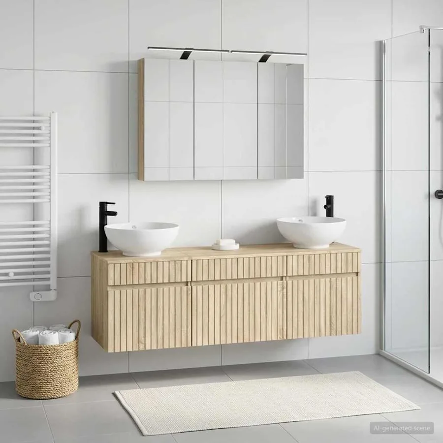 Ensemble d'armoire de salle de bain 4 pcs Chêne Sonoma - 4