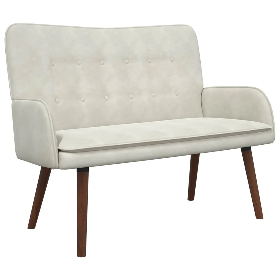 Sofa 2 places Crème 115 x 61 x 87 cm Velours - 2