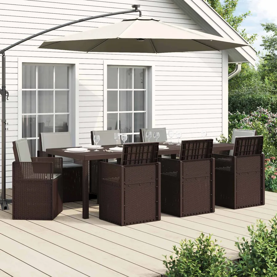 Ensemble de salle à manger pour jardin avec coussin 9 pcs PP