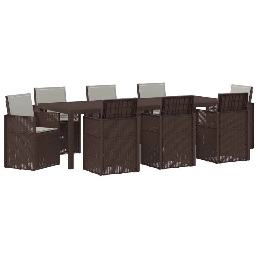 Ensemble de salle à manger pour jardin avec coussin 9 pcs PP - 2