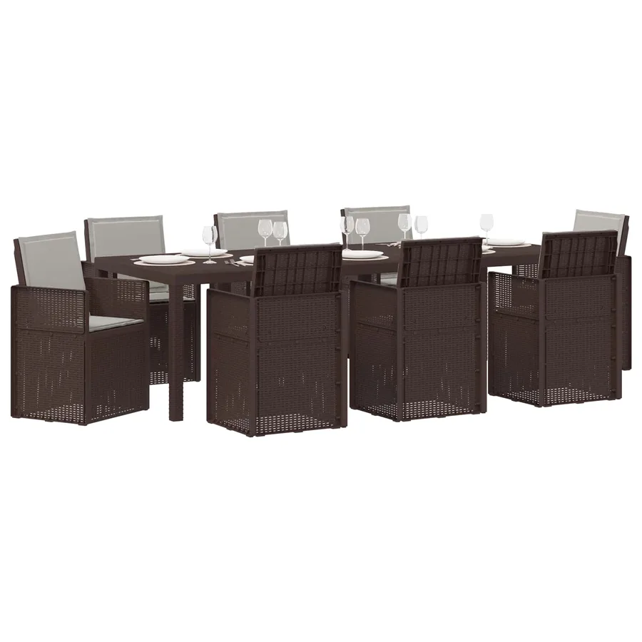 Ensemble de salle à manger pour jardin avec coussin 9 pcs PP - 3