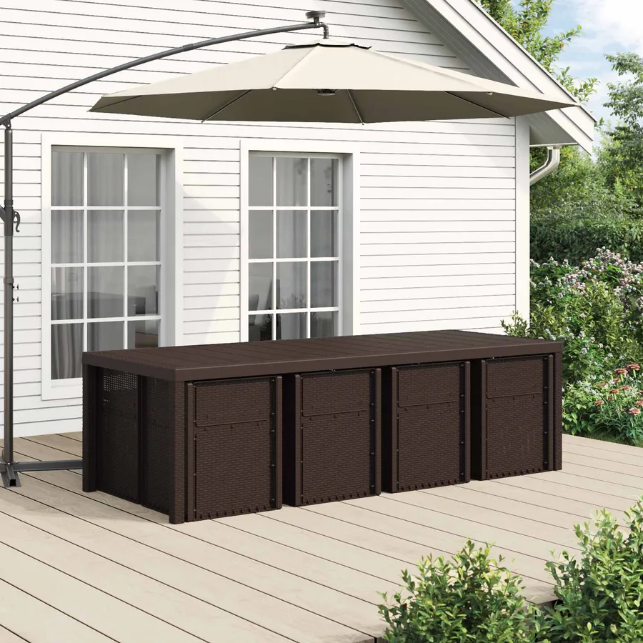 Ensemble de salle à manger pour jardin avec coussin 9 pcs PP - 4